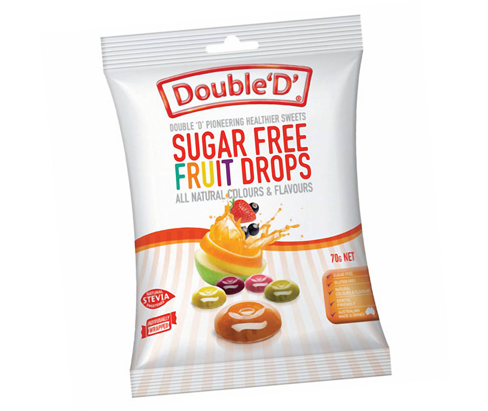 Double D Sugar-Free Fruit Drops 70gm - Gofood & LolliesNZ