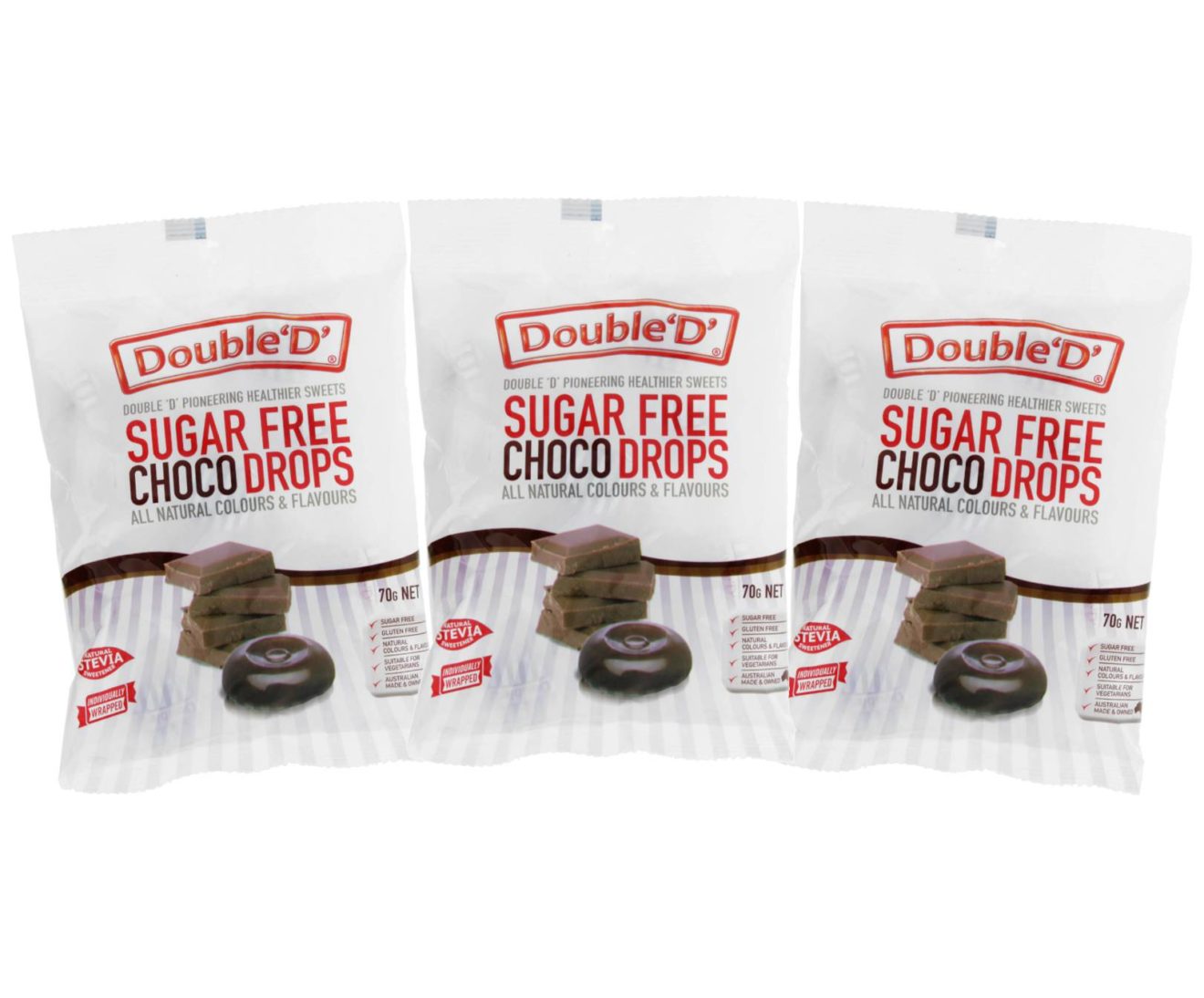 Double D Sugar-Free Choco Drops 3 x 70gm