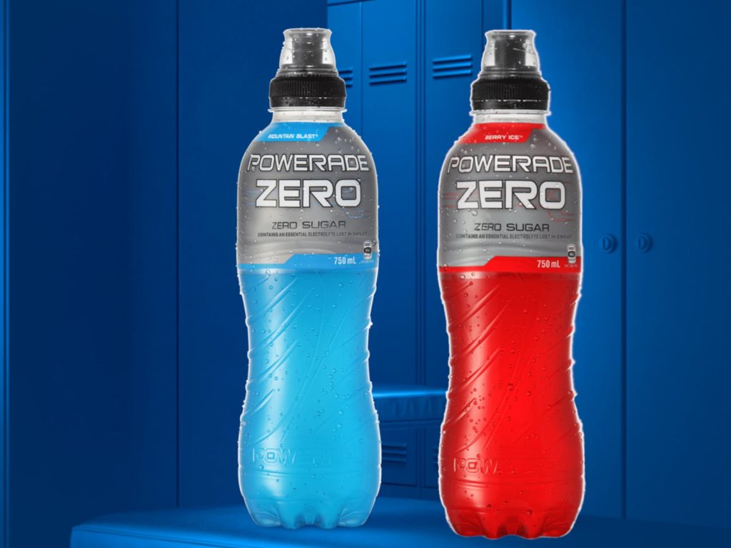 Sugar Free Sports Drinks by Powerade. Available in singles and packs of 4